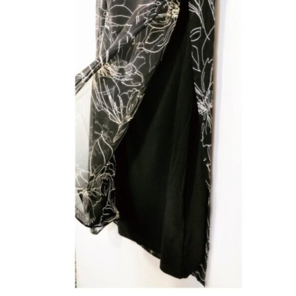 Chaps Womens Black Floral Sleeveless Chiffon Overlay A line Dress Sz 6 New - Picture 7 of 9